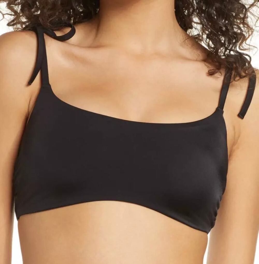 chelsea28 black tie strap swim top XS